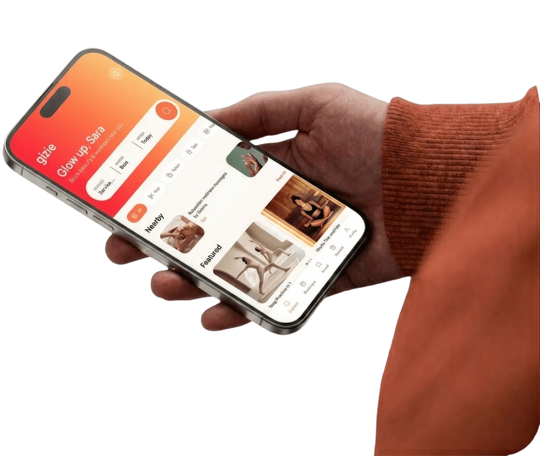 A hand holding a phone.
