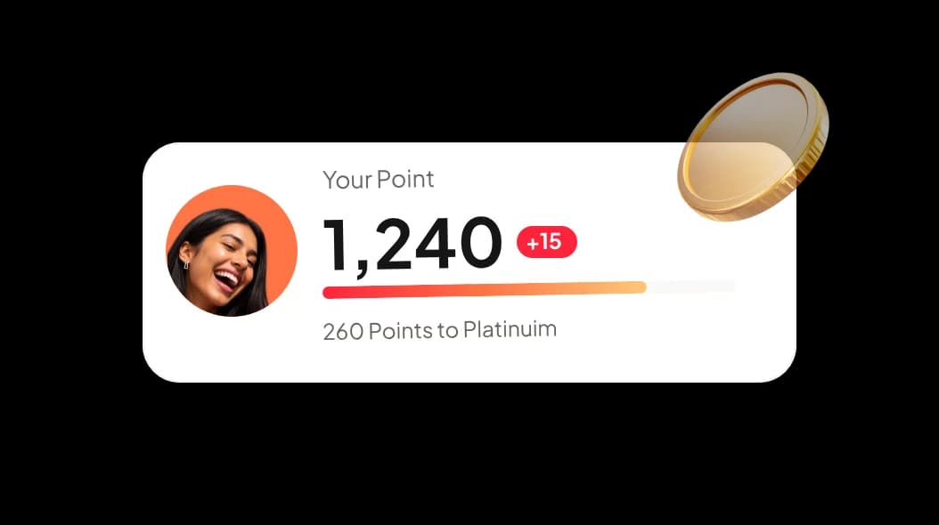 A rewards balance of 1,240 points, 260 points from Platinum.
